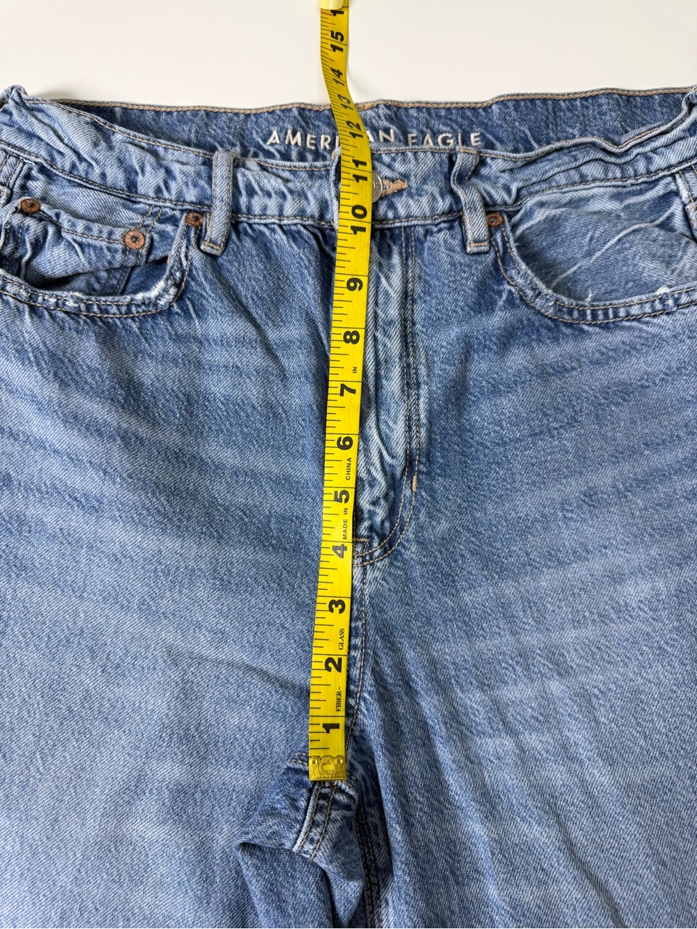 American Eagle | Super High Rise Baggy Wide Leg Jeans | Light Wash | 10 Regular - Picture 5 of 15